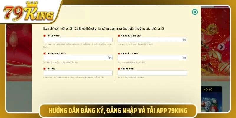 Biểu mẫu đăng ký tài khoản mới trên 79KING