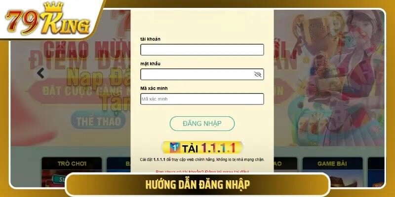 Màn hình đăng nhập tài khoản 79KING